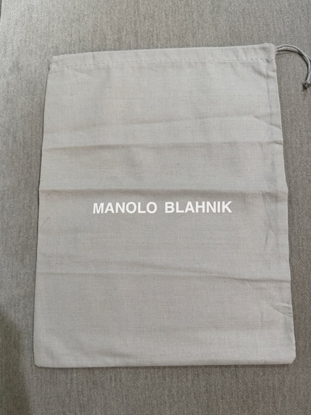 Manolo Blahnik Light Gray Logo Drawstring Dust Bag - Never Used